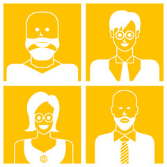 people avatars in yellow background