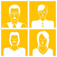 people avatars in yellow background