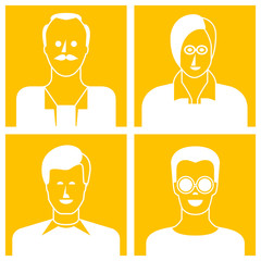 people avatars in yellow background