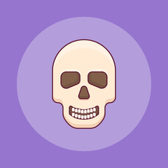 Skull flat line icon. Halloween element.