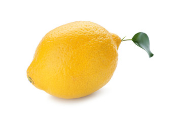 Whole ripe lemon on white background