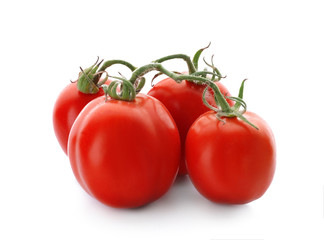 Fresh tomatoes on white background