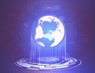 6531419 Glowing earth globe on abstract futuristic background 2