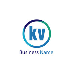 Initial Letter KV Logo Template Design