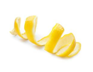 Fototapeta na wymiar Peel of fresh ripe lemon on white background