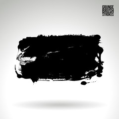 Black brush stroke and texture. Grunge vector abstract hand - painted element. Underline and border design.