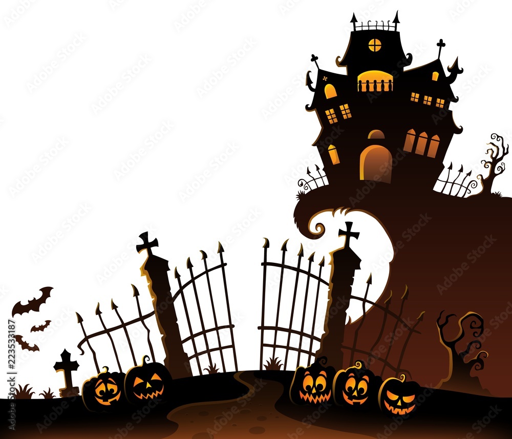 Wall mural halloween house silhouette theme 6