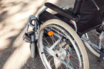 Empty modern wheelchair outdoors