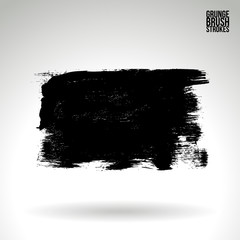 Fototapeta premium Black brush stroke and texture. Grunge vector abstract hand - painted element. Underline and border design.