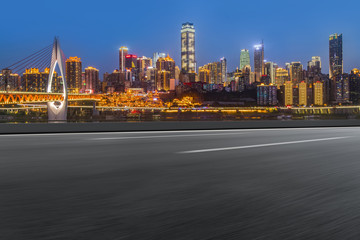 Obraz premium Road pavement and Chongqing urban architecture skyline