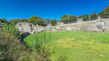 Fototapeta premium Anfiteatro Severiano in beautiful town of Albano Laziale timelapse hyperlapse, Italy