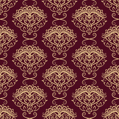Seamless yellow and dark red floral wallpaper
