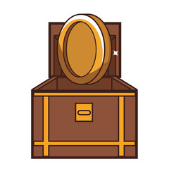 Chest with coin videogame cartoon