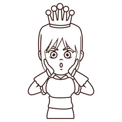 Princess videogame cartoon in black and white
