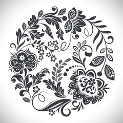 Vintage flower shape white background