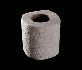 Toilet paper roll isolated on black background, clipping path