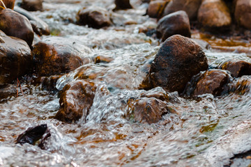Stream flowing over rocks in winter