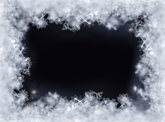 winter card, photo real snowflakes on snow