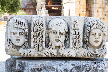 Theatrical mask relief, Myra, Demre Turkey