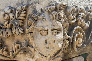 Theatrical mask relief, Myra, Demre Turkey