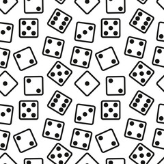 Gambling Dices Seamless Pattern on White Background. vector illustration.