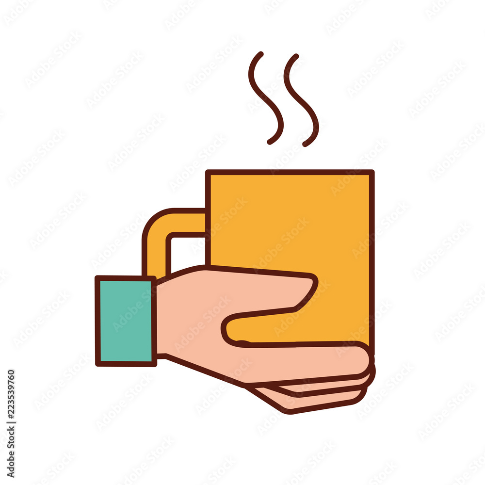 Poster hand holding coffee cup hot beverage