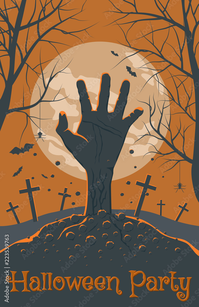 Wall mural Zombie hand Halloween background