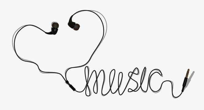 Naklejki The inscription-I love music (headphones). The image to be printed on a t-shirt, clothing...