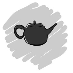 Tea pot simple line icon vector illustration on gray background