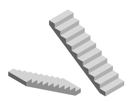 Stairway. Isolated on white background. 3d Vector illustration.