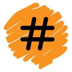 Hashtag sign icon vector illustration on orange background