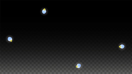 Vector Realistic Blue Petals Falling on Transparent Background.  Spring Romantic Flowers Illustration. Flying Petals. Sakura Spa Design. Blossom Confetti.