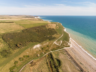 Aerial view of south coast of England