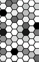 Black honeycomb with a gradient color. Isometric geometry. 3D illustration
