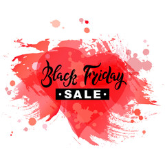 Black Friday text for banner, logo, badge, web, poster. Handwritten lettering Black Friday. Discount time. Vector illustration isolated on background. Sale with love.