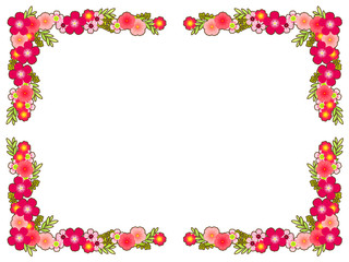 日日草と晩夏の花のフレーム