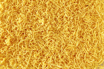 traditional indian gujrati tea time snack food namkeen sev or vermicelli fry noodles of chickpea flour or besan
