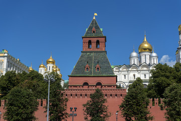 Fototapeta na wymiar The Kremlin wall from the side of the Moscow River