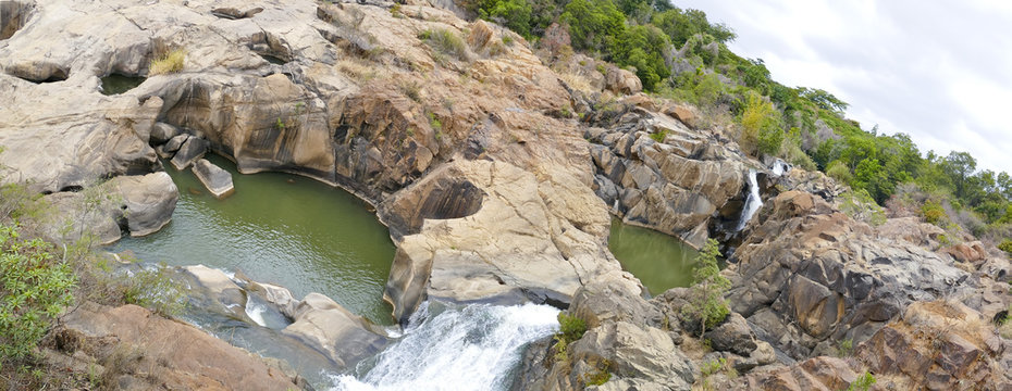 Rock Formations and Waterfall at Lowveld National Botanical Garden, Nelspruit, Mpumalanga, South Africa