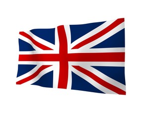 Waving flag of the Great Britain. British flag. United Kingdom of Great Britain and Northern Ireland. State symbol of the UK. 3D illustration