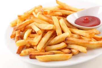 french fries on white background