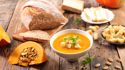pumpkin soup and bread