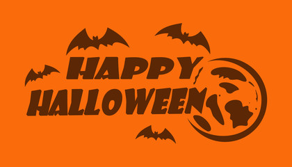 Halloween logo design. Halloween lettering. Happy Halloween. Orange greeting card. Vector illustration
