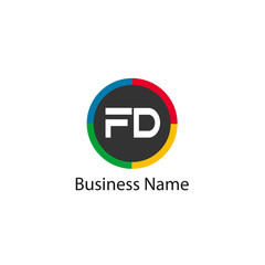 Initial Letter FD Logo Template Design