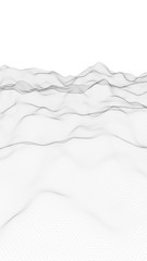 Abstract landscape on a white background. Cyberspace grid. Hi-tech network. Vertical image orientation. 3D illustration