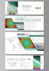 Social media and email headers set, modern banners. Business templates. Vector layouts in popular sizes. Minimalistic design with circles, diagonal lines. Geometric shapes, beautiful retro background.