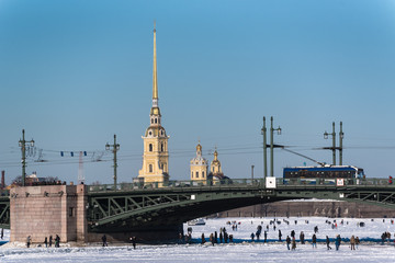 Fototapeta na wymiar Saint-Petersburg city view, Russia, winter landscape