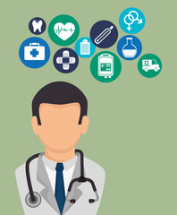 doctor with medical healthcare icons