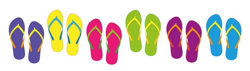 Fototapeta premium set with colorful summer flip flops for beach holiday different colors