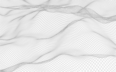 Abstract landscape on a white background. Cyberspace grid. Hi-tech network. 3d illustration